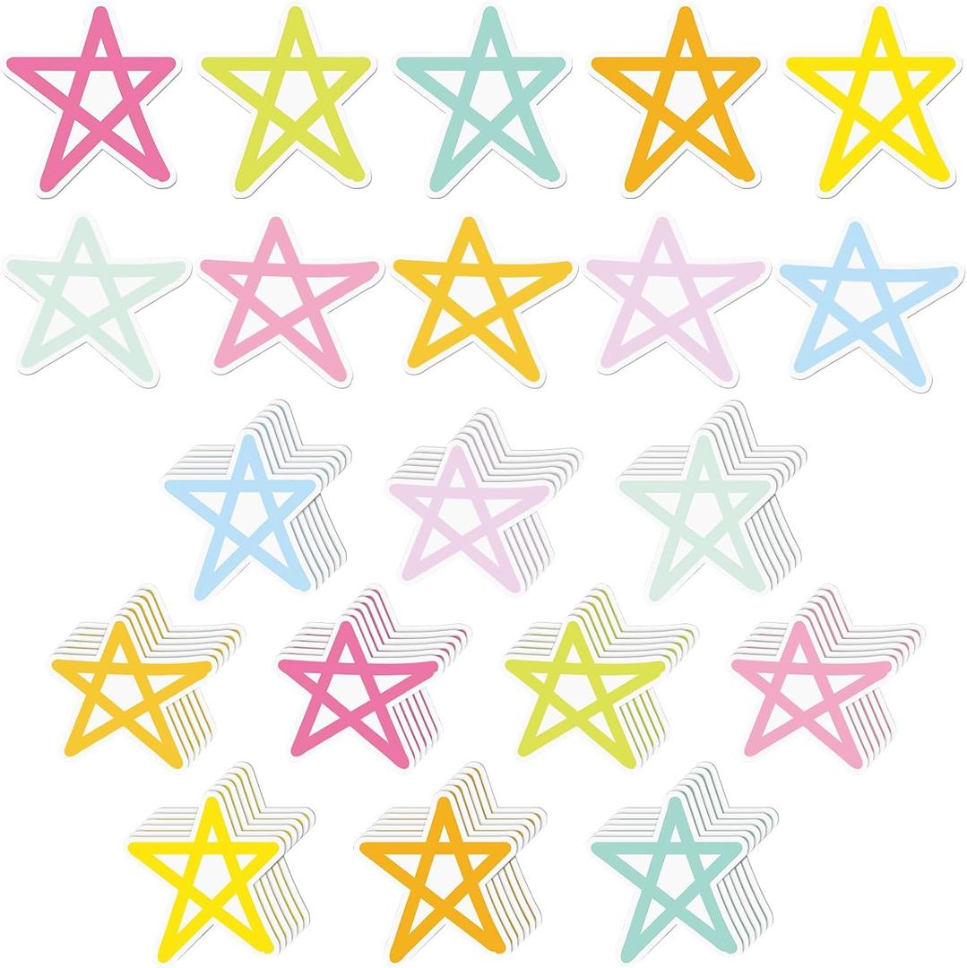3 x 60 Pcs Pastel Stars Cutouts for Back to School Classroom Wall, 5.91 Inch
