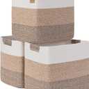 1513 Inch Storage Cubes, 3 Pack Cube Storage Bins for Organizing, Cotton Rope Woven Baskets for Shelves, Bathroom, Kids Room, Closets, Baby Nursery (3PCS - Gradient Jute)