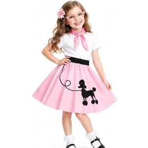 Davsolly Poodle Skirt for Girls, 50s Outfit for Girls, 5pcs 1950’s Sock Hop Costume for Party Career Day Birthday Gifts, M 8-10 years
