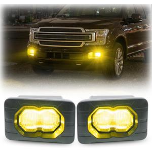 NJSBYL F150 LED Fog Light for 2017 2018 2019 2020 2021 2022 2023 Ford F250 F350 F450 F550 Super Duty Front Bumper Fog Light Led Lamps 4inch Foglight Assembly Driving Lights Kit Amber FL3Z15201B