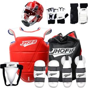 Sparring Gear 13PCS Set for Adult & Youth - Taekwondo Sparring Gear with Boxing Gloves, Headgear, Chest Guard, Boxing Equipment for Karate, Kickboxing, MMA Training & Competition