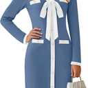 HAEOF Women's 2024 Long Sleeve Mini Sweater Dress Fall Winter Trendy V Neck Elegant Bodycon Formal Party Dresses (X-Large)