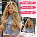 ALXNAN Long Wavy Hair Extensions for Women, Clip in Hair Extensions Clip Ins Soft Full Head Synthetic Hairpieces 20 Inch Dark Ash Blonde mix Light Blonde Highlights