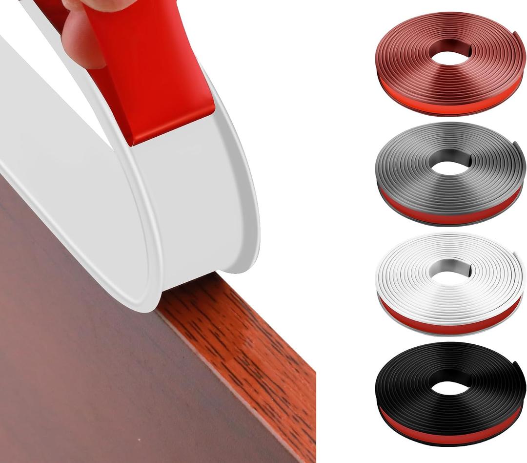 U-Shape Edge Banding 0.8 Inch x 20Ft, Furniture Edge Flexible Protector for Desk Countertop Table Cabinets Shelves Restoration Veneer TPE Self Adhesive Veneer Edging Trim (White)