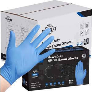 TitanFlex Nitrile Exam Gloves, Blue, 6-mil, Heavy Duty Nitrile Gloves, Mechanic Disposable Gloves, Latex Free, Powder Free, L