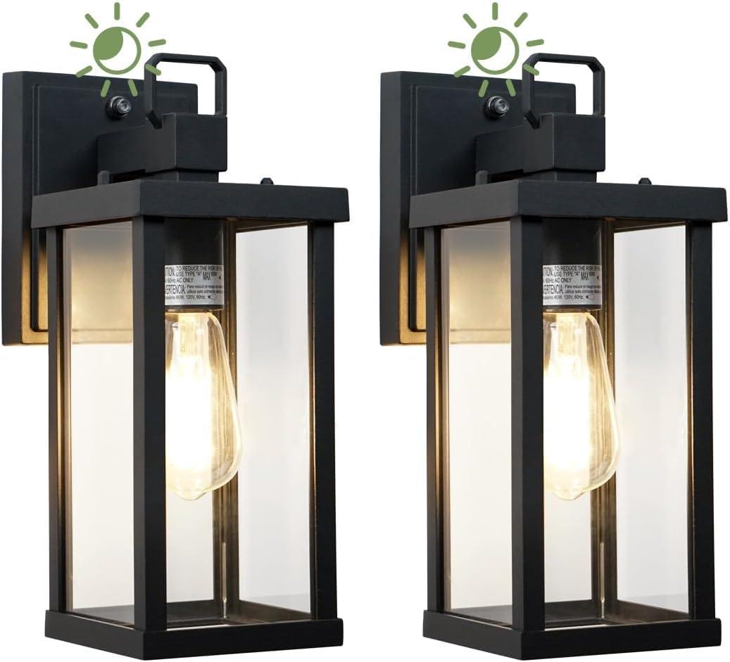 LITFIT Dusk to Dawn Outdoor Garage Lights Wall Mount, Hardwired Rustproof Waterproof Porch Lights Outdoor, Matte Black Outside Wall Sconce for House, Patio, Front Door, 12.5 Inch, Bulbs Not Included