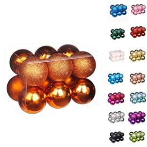 Emopeak 12Pcs Christmas Balls Ornaments for Xmas Christmas Tree - 4 Style Shatterproof Christmas Tree Decorations Hanging Ball for Holiday Wedding Party Decoration (Orange, 3.2"/ 8CM)