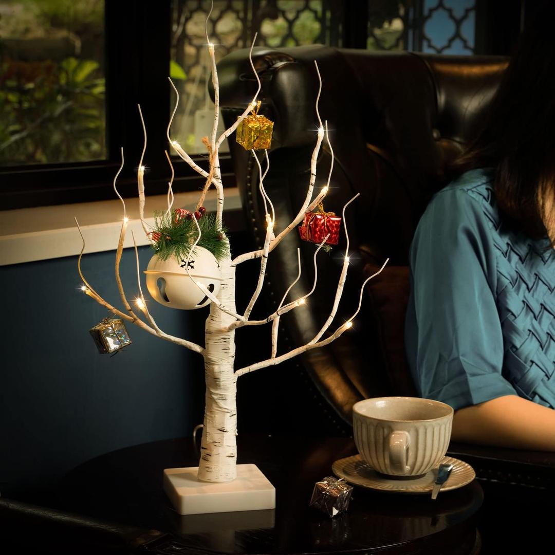 Lighted Birch Tree, White Birch Tree Lights Timer Warm White Artificial Branch Tree for Home Easter Christmas Wedding Table Decor Gifts