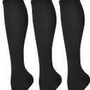 3 Pairs Compression Socks for Women & Men 15-20 mmHg,Best Support for Cycling Athletic Hiking Running (Black, S)