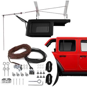 2025 Upgraded Hardtop Removal Lift, Compatible with All Jeep Wrangler JK JL Models, KlenzMate Top Hoist with Safe Anti-Drop System, Easy One-Person Operation, Self-Leveling, Supports 8-16 Ft. Ceiling