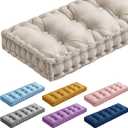 Threehoney Bench Cushions for Indoor Furniture 48x18 Inch Velvet Kitchen Dining Piano Window Seat Cushion, Tufted Patio Porch Swing Thicken Bench Pad Memory Foam(Ivory White)