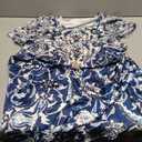 Spring/Summer Women's Ethnic Print Versatile Vintage Dress with Pockets Short-Sleeve Dress Blue, Small