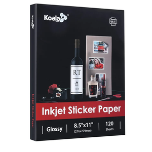 Koala Printable Glossy Sticker Paper for Inkjet Printer, White, 8.5x11 Inch Self-Adhesive Photo Sticker Printer Paper, (120 Sheets)