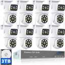 MOVOLS Wireless Security Camera System 5G/2.4G WiFi 8pcs 4MP+4MP Dual Lens Camera System,2K HD PTZ Dome Cameras System with Color Night Version, Motion Detection,3TB HDD, 16CH