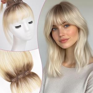EMMOR Clip in Bangs, 100% Human Hair Bangs with 3 Non-slip Clips, 360Cover Top HairPieces with 5 inch Wispy Fringes for enhancing Women's Facial Features(Ombre Light Blonde) EMMOR Clip in Bangs, 100% Human Hair Bangs with 3 Non-slip Clips, 360Cover Top HairPieces with 5 inch Wispy Fringes for enhancing Women's Facial Features(Ombre Light Blonde)