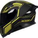 HAX Full Face Motorcycle Helmet with Dual Rear Wing and Pinlock Ready DOT Approved - Lightweight and Durable Motorbike Street Bike Helmet for Adults (Impulse Blade Yellow,XL)