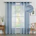 MIULEE 2 Panels Dusty Blue Semi Sheer Window Curtains 84 Inch Length Elegant Grommet Top Window Voile Drapes/Treatment Linen Textured Panels for Bedroom Living Room 54X84 Inch