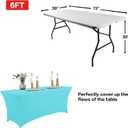 IVAPUPU 2 Pack 6FT Table Cloth for Rectangular Fitted Events Stretch Blue Mist Table Covers Washable Cover Spandex Spring Tablecloth Protector for Party, Wedding, Cocktail, Banquet, Festival