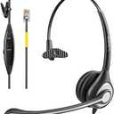 Wantek Yealink Phone Headset with Noise Canceling Mic, RJ9 Office Telephone Headsets with Mic Noise Cancelling Compatible with Yealink VoIP Phone T21P T42S T46S T48S T27G T53W T54W Grandstream Snom