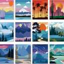 Sherr 12 Pcs Pre Drawn Canvas Pre Printed Canvas for Adults Sip and Paint Party Canvases Painting Kit for Summer Easter Mother's Day Party Favor(Landscape,8 x 10 Inch)