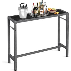 Mr IRONSTONE Outdoor Bar Table 47'' Patio Table Pub Height Dining Table with Waterproof Top and Hammer Finish Stand for Hot Tub, Garden, Backyard, Indoor