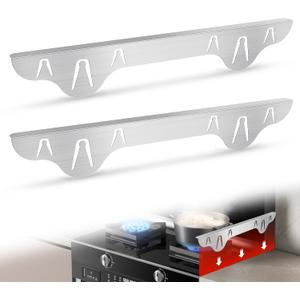 2 Pack Stove Gap Covers, 316 Stainless Steel, Length 25.5"-51" by puxyblue,Oven Gap Filler Between Stovetop and Counter, Microwave and Range Trim Kit, Heat Resistant Silver