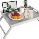 ROSSIE HOME Wood Bed Tray with Phone Holder, Extra Large Lap Desk for Laptops up to 17.3 Inches Gray Style No. 78105
