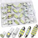 42Pcs Led Interior Car Lights Kit, Super Bright White Dome Map Tail Cab Lights Bulb Kit Set (T10 De3175 31mm 42mm 194) Dome Map Dash Door License Plate Tail Light Bulbs for Cars, Trucks, Rv