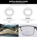 2 Pack Multifocal Progressive Reading Glasses Men, Blue Light Multifocus Bifocal Readers for Mid and Near Range (Bifocal Black & Grey)
