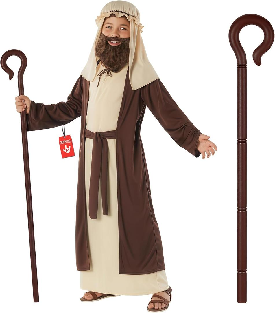 Morph Saint Joseph Costume Kids With Accessory, Nativity Christmas Costumes For Kid, Boys Joseph Shepherd Costume For Kids S