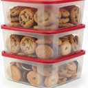 Cookie Storage Containers Airtight - 3-Pack 3.7L Square Plastic Containers With Lids for Baked Goods, Cupcake Storage & Meal Prep - BPA Free, Airtight Flat Reusable Muffin Storage Container
