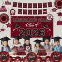 Maroon Themed 2026 Graduation Decorations Set - Congrats Grad Banner, Class of 2026 Backdrop, Balloons & Streamers Kit - Complete Party Supplies for High School & College Celebrations