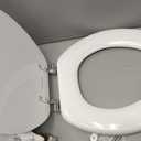 White Round Toilet Seat Natural Wood Toilet Seat with Zinc Alloy Hinges, Easy to Install also Easy to Clean, Scratch Resistant Toilet Seat by Angol Shiold (Round, White)