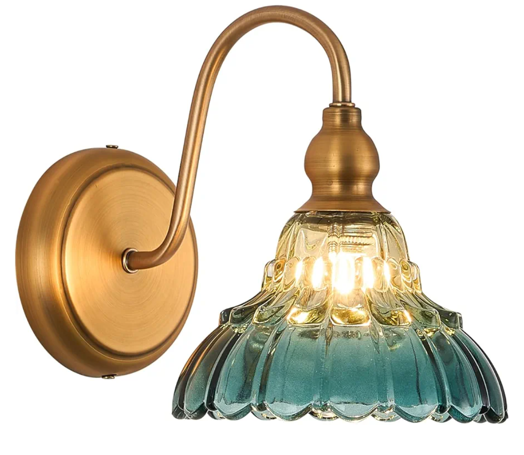 Vintage Wall Sconce Yellow and Blue Gradient Wall Light Bedside Wall Lamp Matte Brass Bedroom Light Fixtures in Door Lighting Fixture for Living Room Hallway Corridor