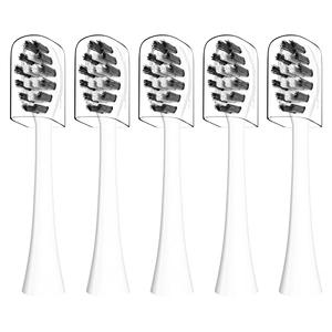 Replacement Toothbrush Heads Compatible with Gleem Electric Toothbrush, W Shape Design Planted with Nylon Bristle (White) 5 Pack