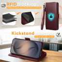 COBEAR for Samsung Galaxy S26 Ultra Case Wallet, Pu Leather Flip Phone Case with Wrist Strap, Zipper Pocket, Kickstand, Women Men Phone Wallet Case with Card Holder for Samsumg S26 Ultra,Wine Red