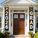 4 x 2026 Graduation Decorations Black Gold Congrats Grad Porch Banner Graduation Door Banner Class of 2026 GRAD Graduation Banner Sign for 2026 Graduation Party Decorations