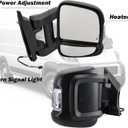 Passenger Right Side Mirror for 2019 2020 2021 2022 RAM Promaster 1500 2500 3500,Power Door Mirror with Heated,Turn Signals Light,Replaces# FO1321536(Long Arm)
