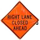 Roll-Up Sign-36" Nonreflect Vinyl-Right Lane Closed Ahead