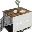 VIE DE AMAN Dog Crate Topper Wood for 48 42 36 24 inch Cages, Table Topper with Tassel Curtain, Rustic Style Dog Kennel Topper, Rustic Brown(Dog Crate Not Include)