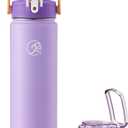 GOSWAG Insulated Water Bottle 24 oz, Stainless Steel Water Bottles with 2 Lids and Silicone Sleeve for School and Work, Double-Wall Vacuum Insulation (Matte Lilac)