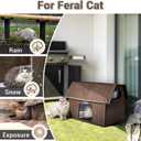  Outdoor Cat House, Extra Large Weatherproof Cat Houses for Outdoor/ Indoor Cats, Warm Feral Cat Shelter with Removable Soft Mat, 3 Windproof Ropes, Big Cat Bed, 20.5" x 17.5" x 16.6" (Brown)