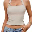 Avidlove Halter Tops for Women Double Lined Sexy Ribbed Crop Tank Top Backless Going Out Cami Slim Fit Y2K Outfits (L)