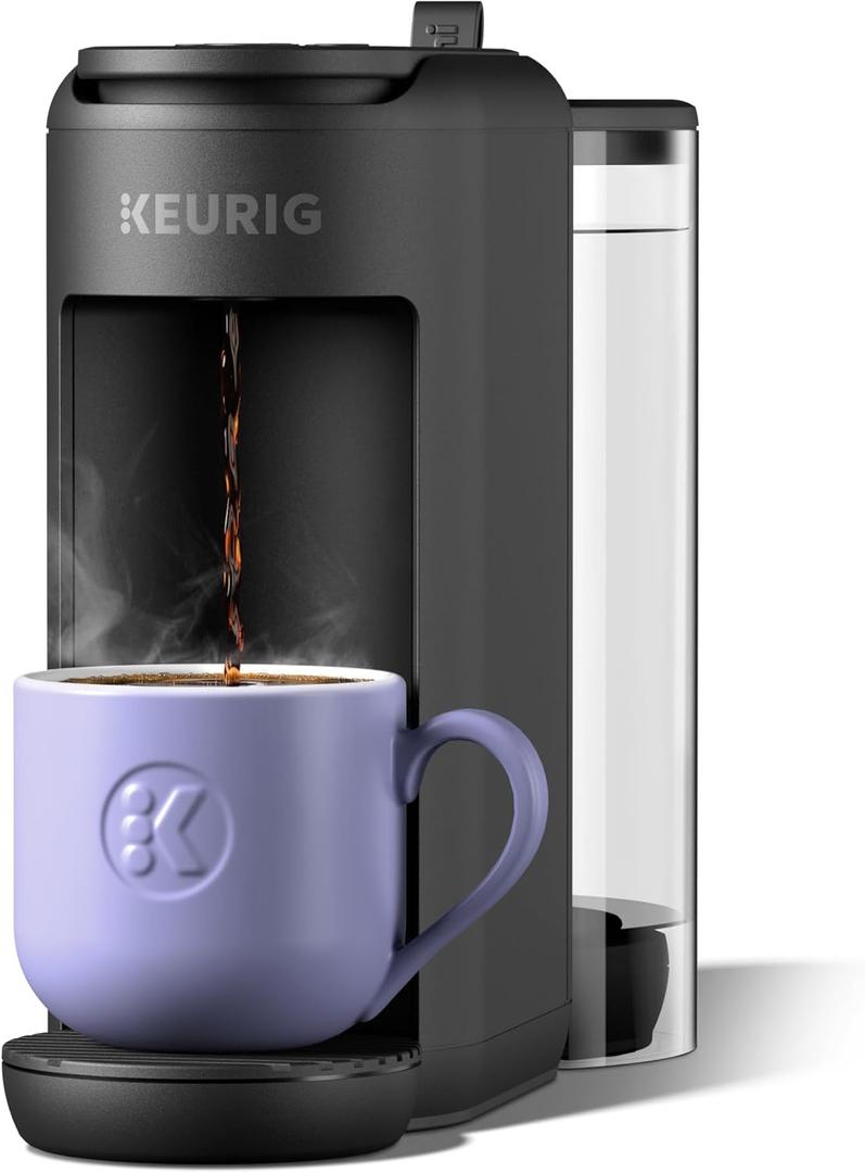 Keurig K-Mini Mate Plus Single-Serve K-Cup Pod Coffee Maker, Compact, 3 Cup Sizes, Brew Over Ice and Strong Button Features, 50 oz Removable Reservoir, Matte Black (Small)