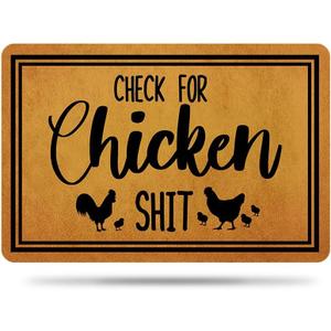 Ytanie Welcome Mats for Front Door Outdoor Entry Check for Chicken Shit Doormat Non Slip Rubber Mat for Home Indoor Farmhouse Funny Kitchen Rugs Patio Full Brown