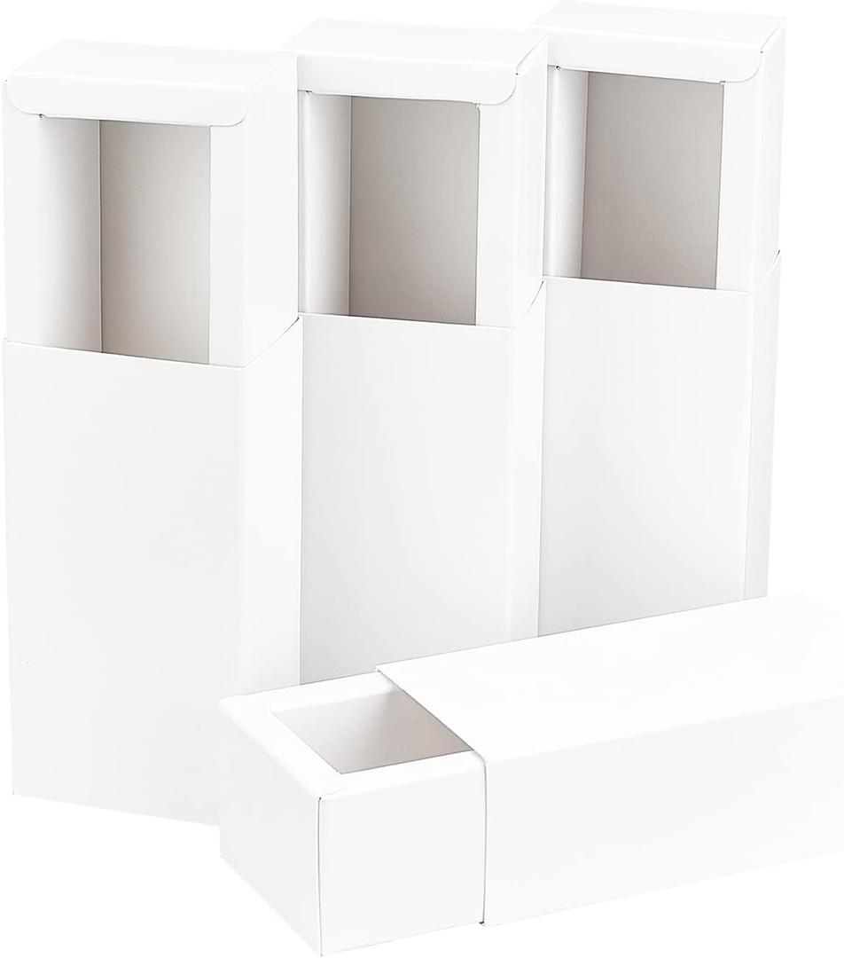 BENECREAT 16PCS White Kraft Packaging Drawer Box 4x2x1.4 Inch Cardboard Present Box for Lipstick, Small Perfume Essential Oil Bottle