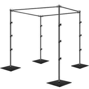 EMART 8.5x10ft Square Backdrop Stand for Wedding, Adjustable Pipe and Drape Background Frame Kit with Heavy Duty Metal Steel Base, Photo Back Drop Holder for Birthday Parties Photography - Black