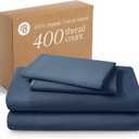 Bare Home 100% Organic Cotton King Sheet Set - 400 Thread Count - Smooth Sateen Weave - Breathable & Cooling - Hotel Luxury Set - Deep Pocket Bed Sheets (King, Bering Sea)