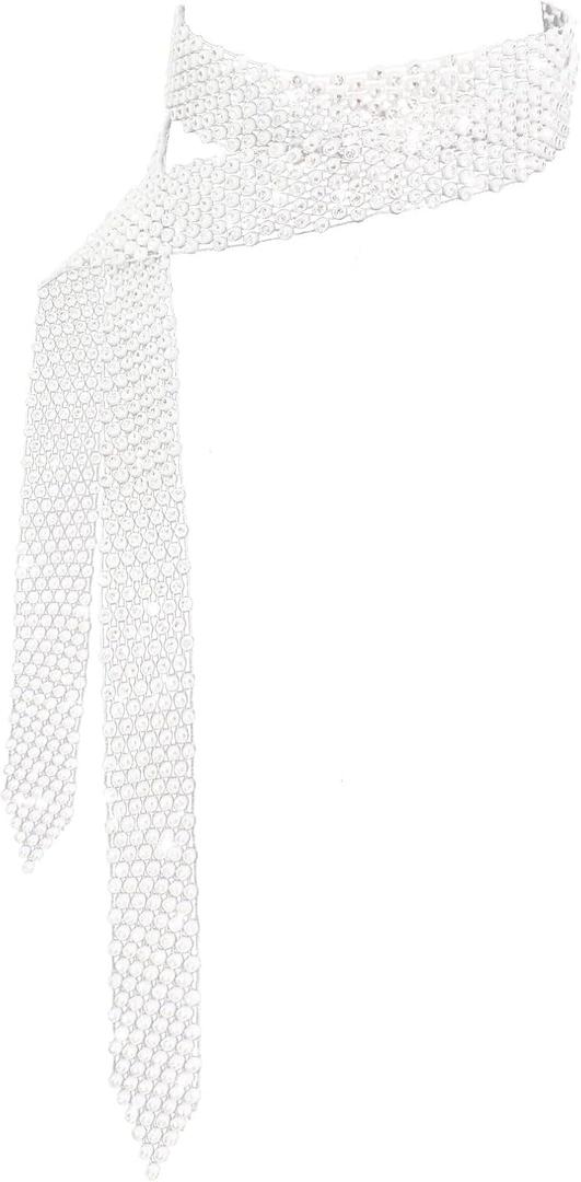 Rhinestone Scarf for Women Long Sparkle Sequin Neck Scarf Skinny Womens Tie for Prom Daily Party Women Accessories (White) Rhinestone Scarf for Women Long Sparkle Sequin Neck Scarf Skinny Womens Tie for Prom Daily Party Women Accessories (White)