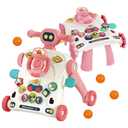 Asou Baby Walker 3 in 1 Sit to Stand Walker With Activity Table and Center for Newborn Toddler (Pink)